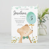 ボーイベアとバルーンの誕生日の招待状 招待状 (スタンド正面)