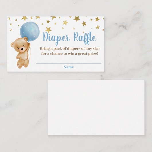 ボーイベアバルーンおむつラッフルカード エンクロージャーカード (正面/裏面)