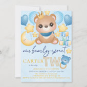 ボーイベアーブルーセカンド誕生日 招待状 (正面)