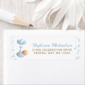 ボーイベアーブルーベビーシャワー差出人住所 ラベル (インサイチュ)