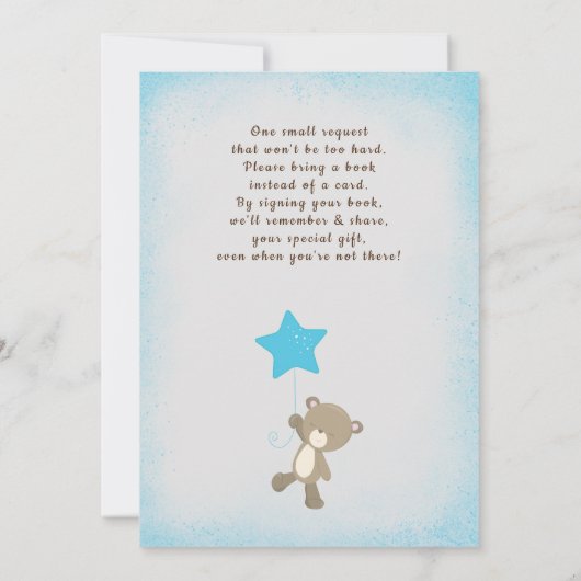 ボーイベア我々は真摯に待つことができ赤ちゃんシャワー招待状 案内状 (裏面)