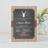 ボーイベイビーシャワーウッドアントラースタッ素朴グ招待状 招待状 (スタンド正面)