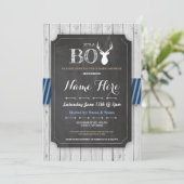ボーイベイビーシャワーチョークウッドアントラースタグ招待状 招待状 (スタンド正面)