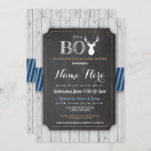 ボーイベイビーシャワーチョークウッドアントラースタグ招待状 招待状 (正面/裏面)