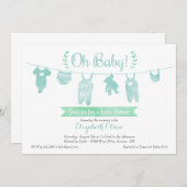 ボーイベイビーシャワー招待状-ベアベビーランドリー 招待状 (正面/裏面)