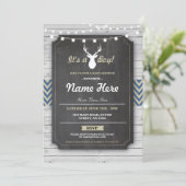 ボーイベビシャワーア素朴ントラーチョークスタン招待状 招待状 (スタンド正面)