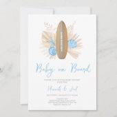 ボーイベビーオンボードブルーベビーシャワー招待状 招待状 (正面)