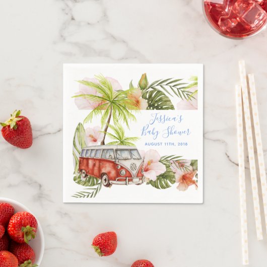 ボーイベビーサーフボードトロピカルビーチシャワーナプキンス スタンダードカクテルナプキン (インサイチュ)