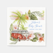 ボーイベビーサーフボードトロピカルビーチシャワーナプキンス スタンダードカクテルナプキン (正面)