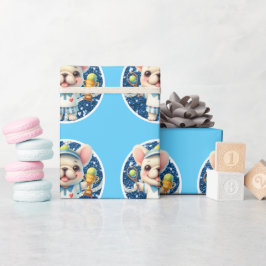 ボーイベビーシャワーをテーマにしたテニスボールブルー ラッピングペーパー