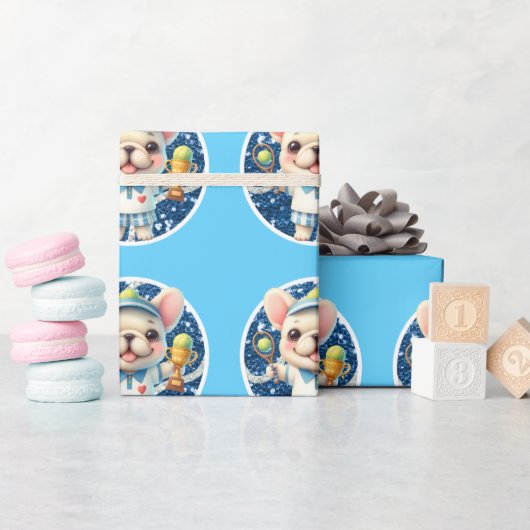 ボーイベビーシャワーをテーマにしたテニスボールブルー ラッピングペーパー (ベビーシャワー)