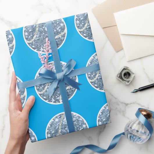 ボーイベビーシャワーをテーマにしたテニスボールブルー ラッピングペーパー (ギフト)