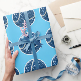 ボーイベビーシャワーをテーマにしたテニスボールブルー ラッピングペーパー