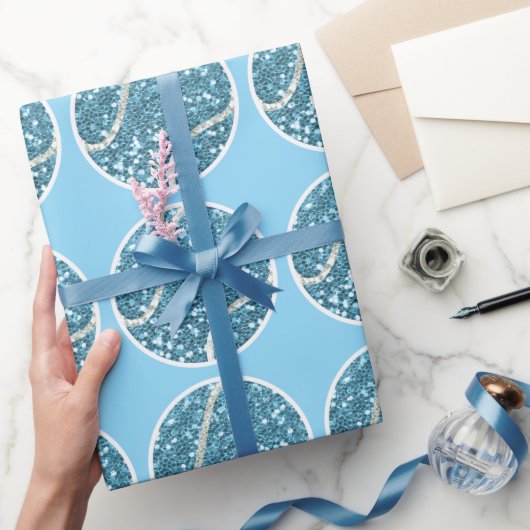 ボーイベビーシャワーをテーマにしたテニスボールブルー ラッピングペーパー (ギフト)