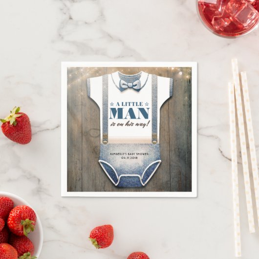 ボーイベビーシャワーカントリー素朴ボディスイート スタンダードカクテルナプキン (インサイチュ)