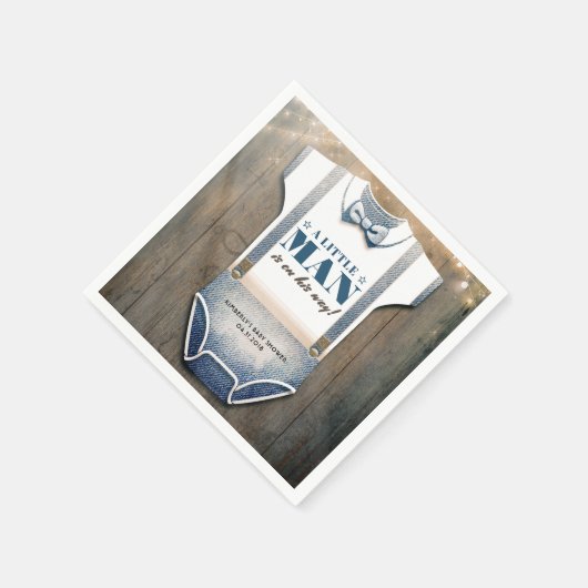 ボーイベビーシャワーカントリー素朴ボディスイート スタンダードカクテルナプキン (角)