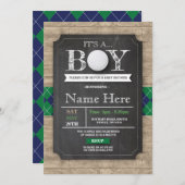 ボーイベビーシャワーゴルフボールスポーツチョーク招待状 招待状 (正面/裏面)