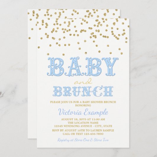 ボーイベビーシャワーブランチベビーシャワー招待状 招待状 (正面/裏面)