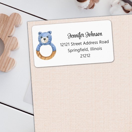 ボーイベビーシャワーブルーベア差出人住所 ラベル