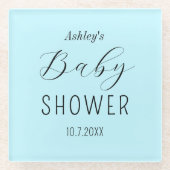 ボーイベビーシャワーブルーミニマリストコースター ガラスコースター (正面)