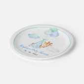 ボーイベビーシャワープレート-キリンと風船 ペーパープレート (アングル)