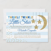 ボーイベビーシャワー招待状キラキラ光る小さな星青 招待状 (正面)