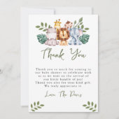 ボーイベビーシャワー招待状テンプレートサファリジャングル サンキューカード (正面)