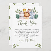 ボーイベビーシャワー招待状テンプレートサファリジャングル サンキューカード (正面/裏面)