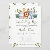 ボーイベビーシャワー招待状テンプレートサファリジャングル 招待状 (正面/裏面)