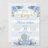 ボーイベビーシャワー招待状、エレファントベビーシャワー 招待状 (正面)