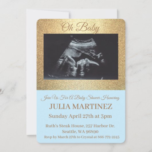 ボーイベビーシャワー招待状 – ソノグラム 招待状 (正面)