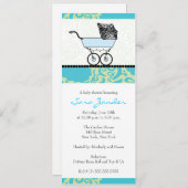 ボーイベビーシャワー招待状-ベビー台車 招待状 (正面/裏面)