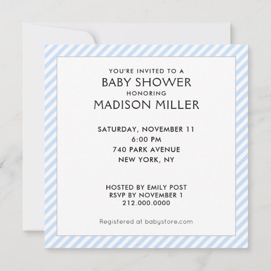 ボーイベビーシャワー招待状 招待状 (裏面)