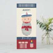 ボーイベビーシャワー航海の搭乗券チケット 招待状 (スタンド正面)