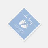 ボーイベビーシャワー足ブルー スタンダードカクテルナプキン (角)