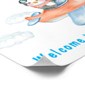 ボーイベビーシャワー飛行機ブルーペンギンのポスター ポスター (角)