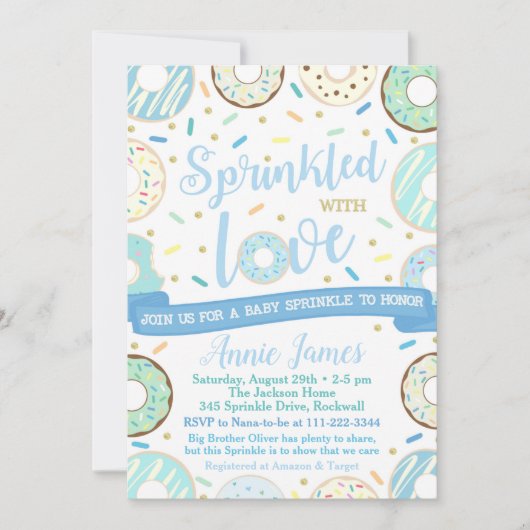 ボーイベビースプリンクル招待状ドーナツベビースプリンクル 招待状 (正面)