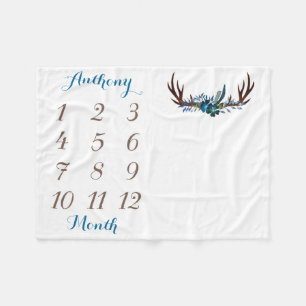 ボーイベビーマイルストーンブランケットサイズ40"x30" フリースブランケット