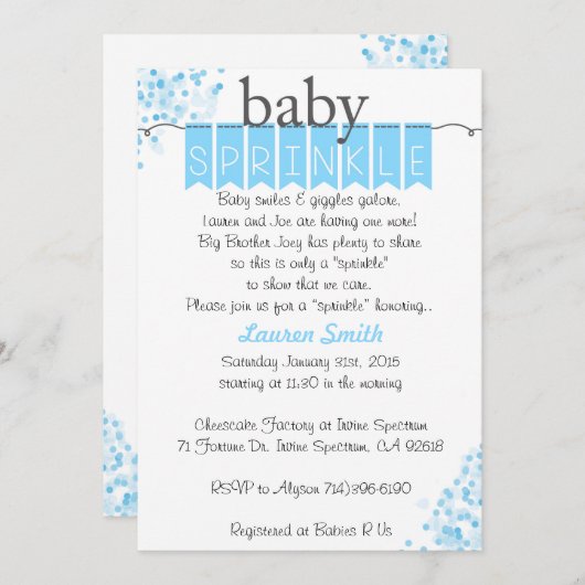 ボーイベビー散水招待状 – ブルーベビー散水 招待状 (正面/裏面)