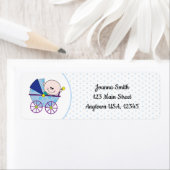 ボーイベビー生まれたばかりのキャリッジブルー水玉模様 ラベル (インサイチュ)