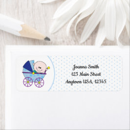 ボーイベビー生まれたばかりのキャリッジブルー水玉模様 ラベル