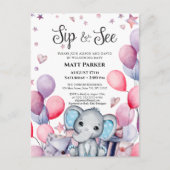 ボーイベビー象フェスティバルブルーバルーンSIPと参照 インビテーションポストカード (正面)