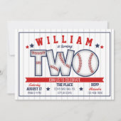 ボーイベースボールセカンド誕生日招待状 招待状 (正面)