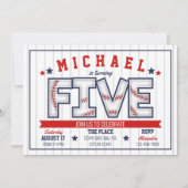 ボーイベースボールファイブ誕生日招待状 招待状 (正面)