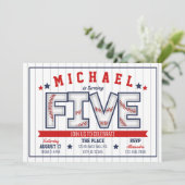 ボーイベースボールファイブ誕生日招待状 招待状 (スタンド正面)