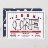 ボーイベースボールファースト誕生日招待状 招待状 (正面/裏面)