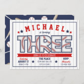 ボーイベースボール3rd誕生日招待状 招待状 (正面/裏面)