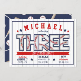 ボーイベースボール3rd誕生日招待状 招待状