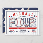 ボーイベースボール4th誕生日招待状 招待状 (正面/裏面)