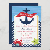 ボーイベ航海のビーシャワーパーソナライズされた招待状 招待状 (正面/裏面)